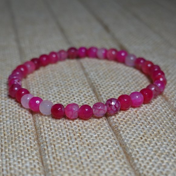 (NWT) Faceted Pink Agate Bracelet - Picture 2 of 5